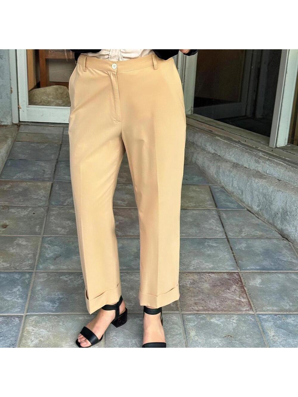 Piazza Sempione Italy Khaki Stretch Cotton Cropped Trousers Pants IT 42 US 6